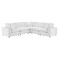 Commix Down Filled Overstuffed Performance Velvet 5-Piece Sectional Sofa, Velvet, White, 20614