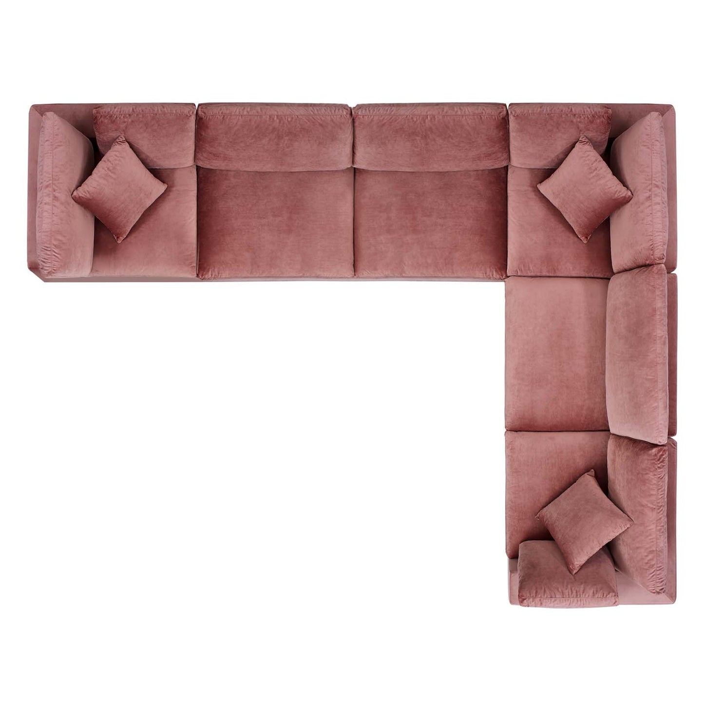 Commix Down Filled Overstuffed Performance Velvet 6-Piece Sectional Sofa, Velvet, Pink, 20616