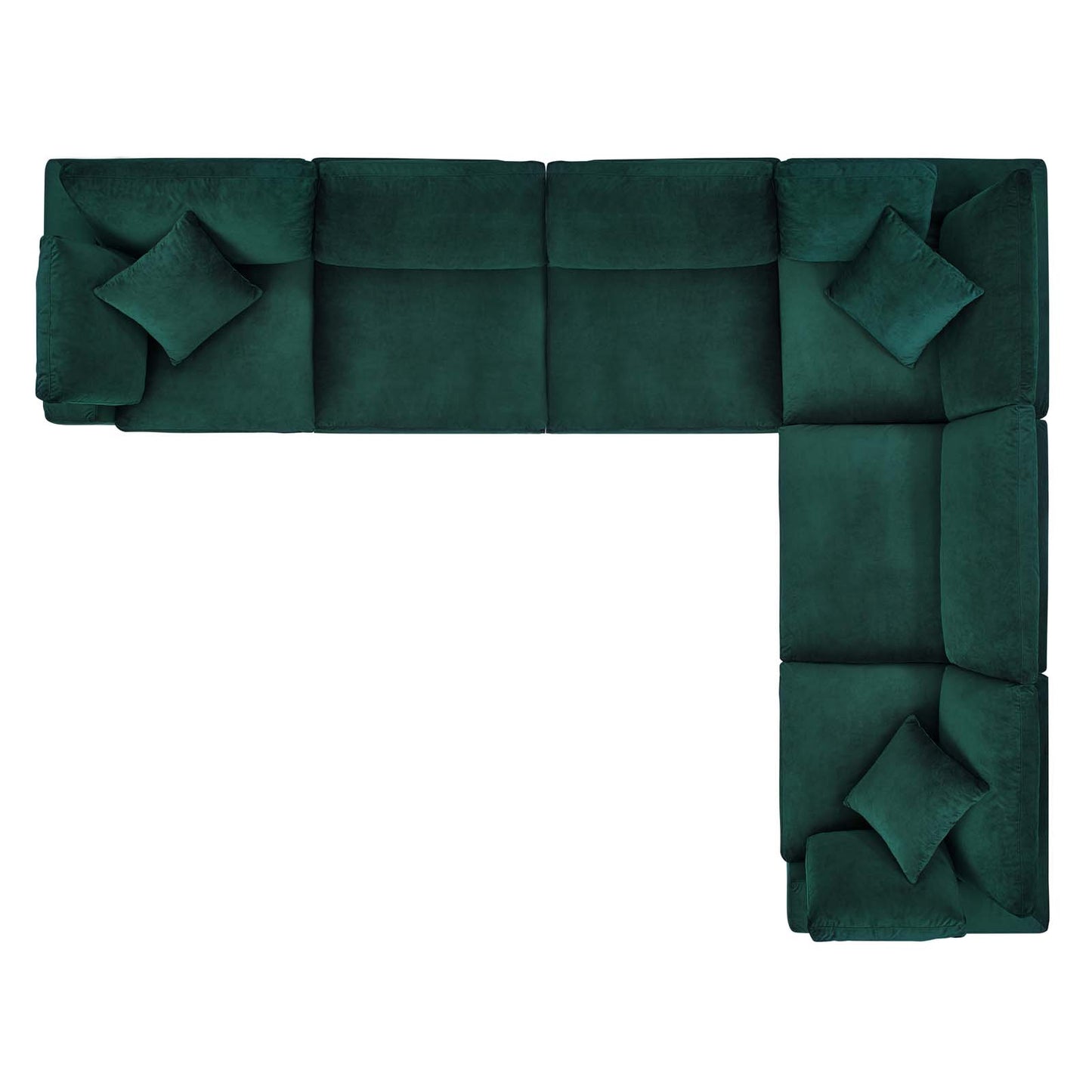 Commix Down Filled Overstuffed Performance Velvet 6-Piece Sectional Sofa, Velvet, Green, 20617