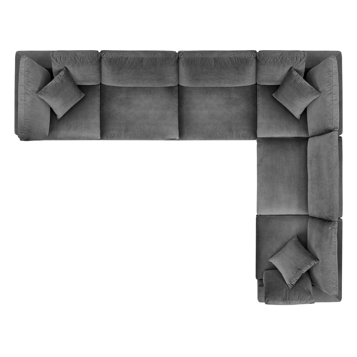 Commix Down Filled Overstuffed Performance Velvet 6-Piece Sectional Sofa, Velvet, Grey Gray, 20618