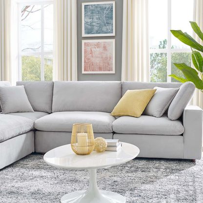Commix Down Filled Overstuffed Performance Velvet 6-Piece Sectional Sofa, Velvet, Light Grey Gray, 20619