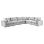 Commix Down Filled Overstuffed Performance Velvet 6-Piece Sectional Sofa, Velvet, Light Grey Gray, 20619