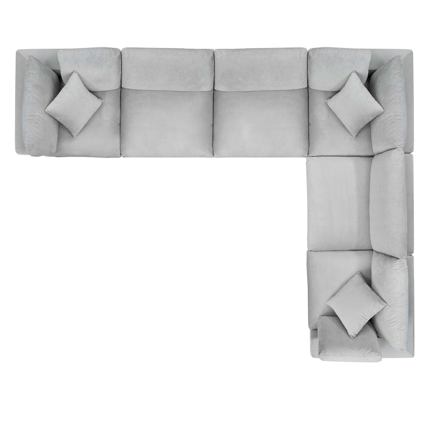 Commix Down Filled Overstuffed Performance Velvet 6-Piece Sectional Sofa, Velvet, Light Grey Gray, 20619