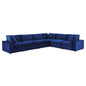 Commix Down Filled Overstuffed Performance Velvet 6-Piece Sectional Sofa, Velvet, Blue Navy, 20620