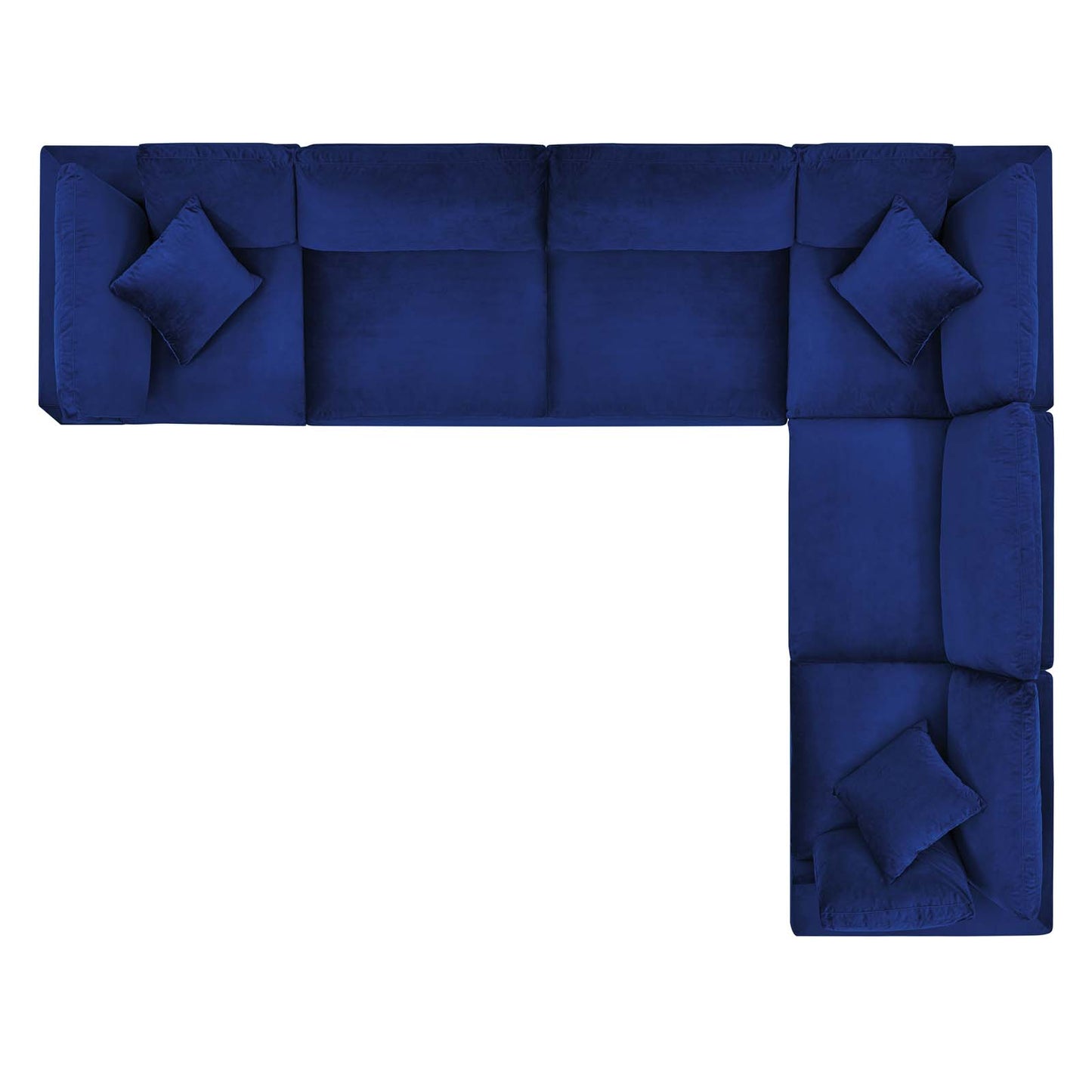 Commix Down Filled Overstuffed Performance Velvet 6-Piece Sectional Sofa, Velvet, Blue Navy, 20620