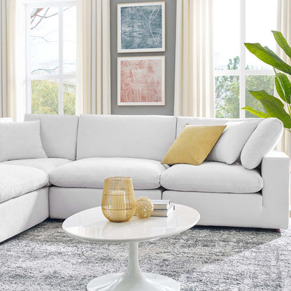 Commix Down Filled Overstuffed Performance Velvet 6-Piece Sectional Sofa, Velvet, White, 20621