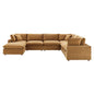 Commix Down Filled Overstuffed Performance Velvet 7-Piece Sectional Sofa, Velvet, Brown, 20622