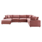 Commix Down Filled Overstuffed Performance Velvet 7-Piece Sectional Sofa, Velvet, Pink, 20623