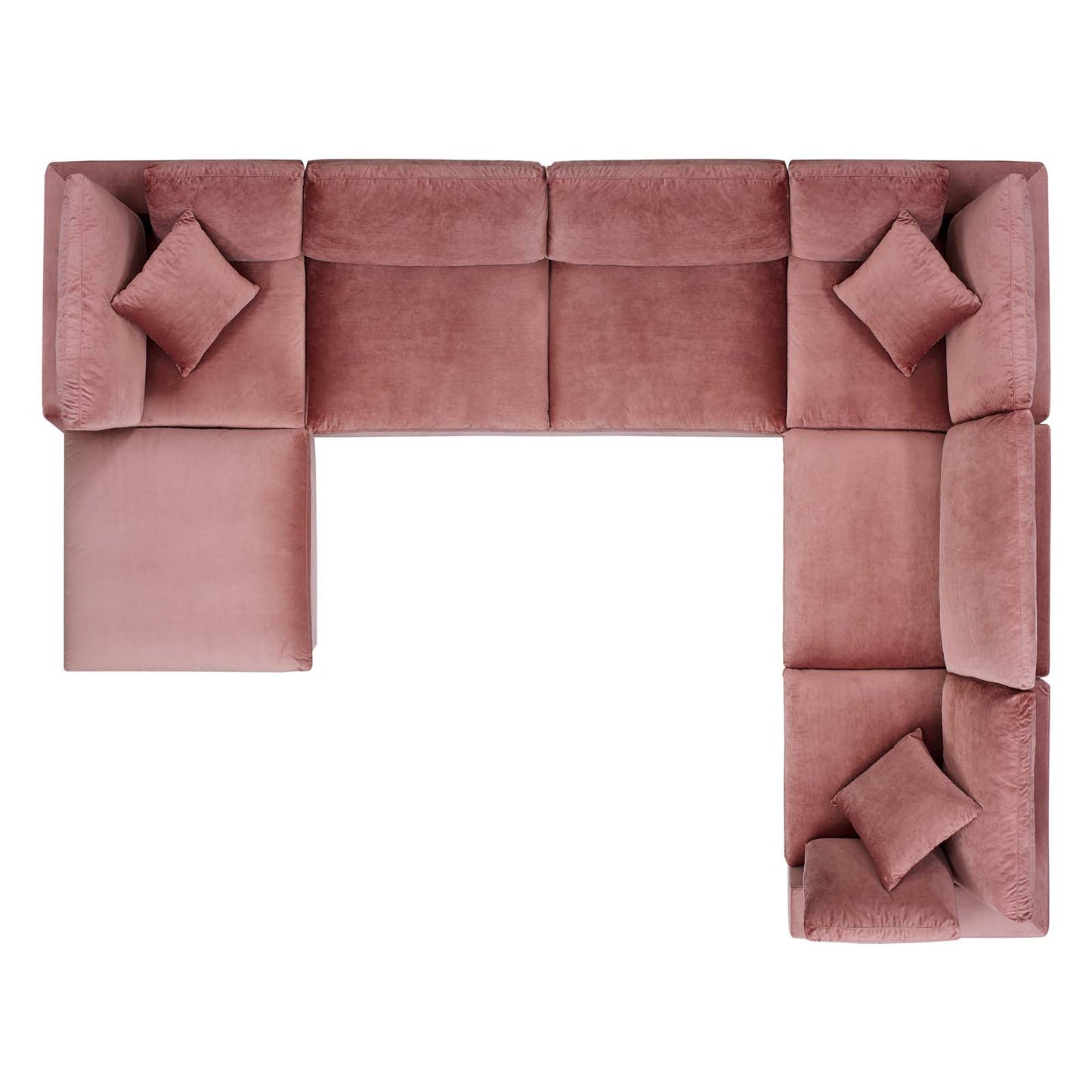 Commix Down Filled Overstuffed Performance Velvet 7-Piece Sectional Sofa, Velvet, Pink, 20623