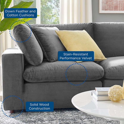 Commix Down Filled Overstuffed Performance Velvet 7-Piece Sectional Sofa, Velvet, Grey Gray, 20625