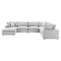 Commix Down Filled Overstuffed Performance Velvet 7-Piece Sectional Sofa, Velvet, Light Grey Gray, 20626