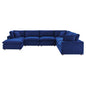 Commix Down Filled Overstuffed Performance Velvet 7-Piece Sectional Sofa, Velvet, Blue Navy, 20627