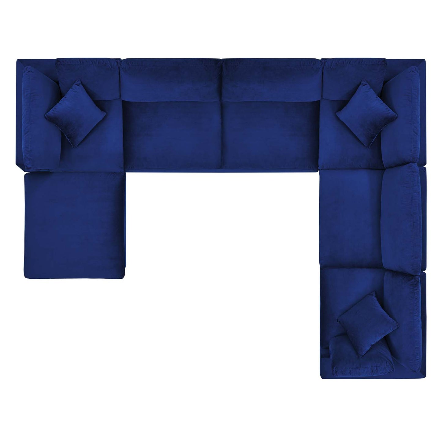 Commix Down Filled Overstuffed Performance Velvet 7-Piece Sectional Sofa, Velvet, Blue Navy, 20627