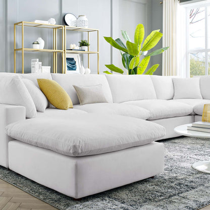 Commix Down Filled Overstuffed Performance Velvet 7-Piece Sectional Sofa, Velvet, White, 20628