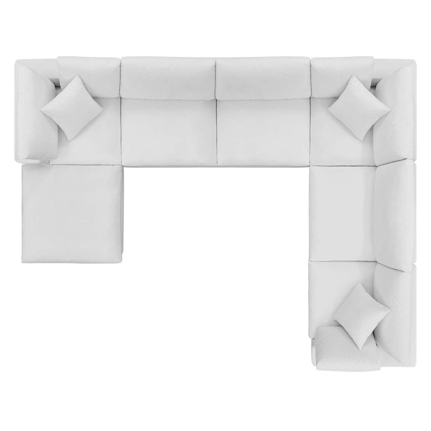 Commix Down Filled Overstuffed Performance Velvet 7-Piece Sectional Sofa, Velvet, White, 20628