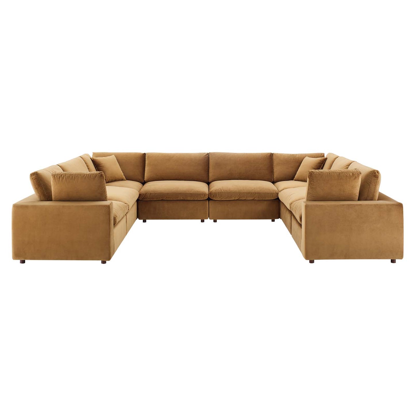 Commix Down Filled Overstuffed Performance Velvet 	8-Piece Sectional Sofa, Velvet, Brown, 20629