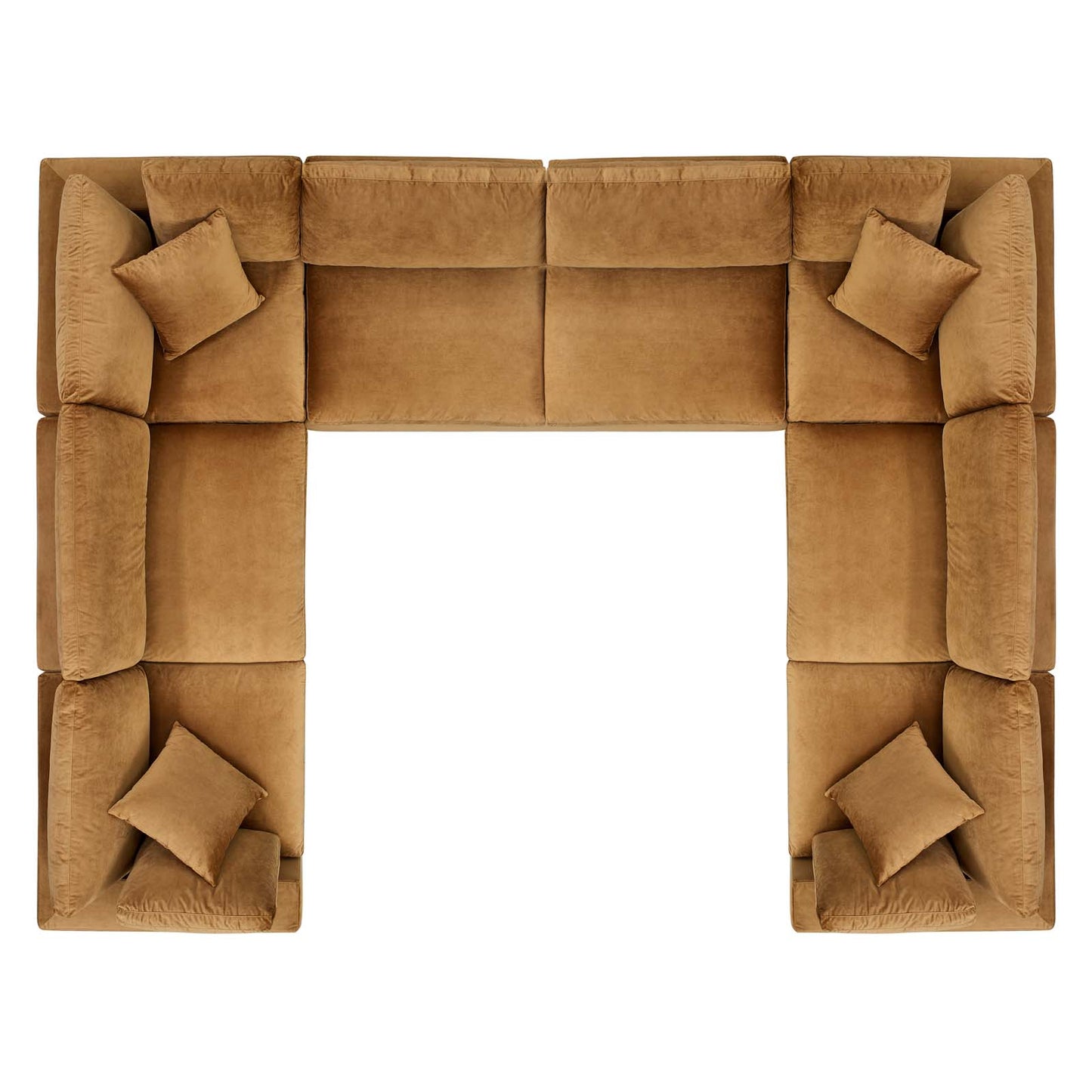 Commix Down Filled Overstuffed Performance Velvet 	8-Piece Sectional Sofa, Velvet, Brown, 20629