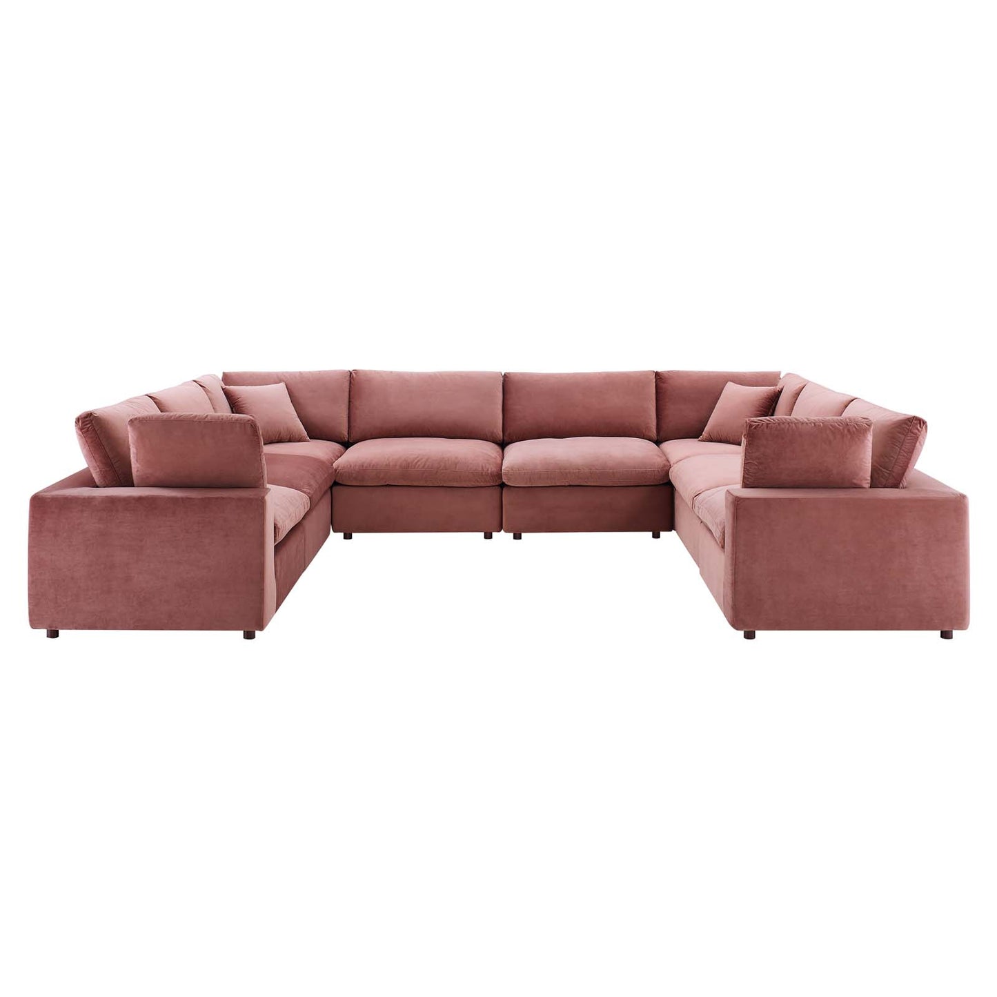 Commix Down Filled Overstuffed Performance Velvet 	8-Piece Sectional Sofa, Velvet, Pink, 20630