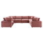 Commix Down Filled Overstuffed Performance Velvet 	8-Piece Sectional Sofa, Velvet, Pink, 20630