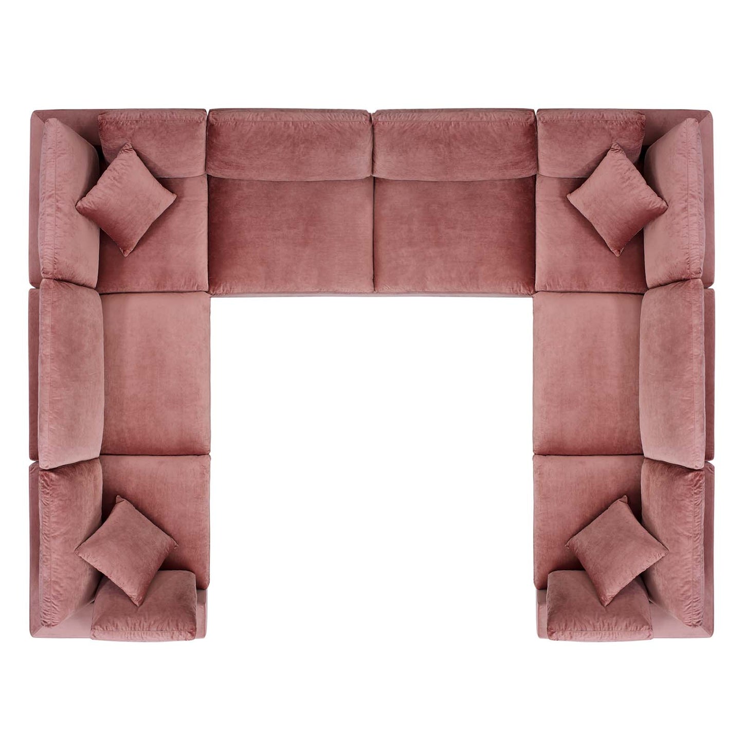 Commix Down Filled Overstuffed Performance Velvet 	8-Piece Sectional Sofa, Velvet, Pink, 20630