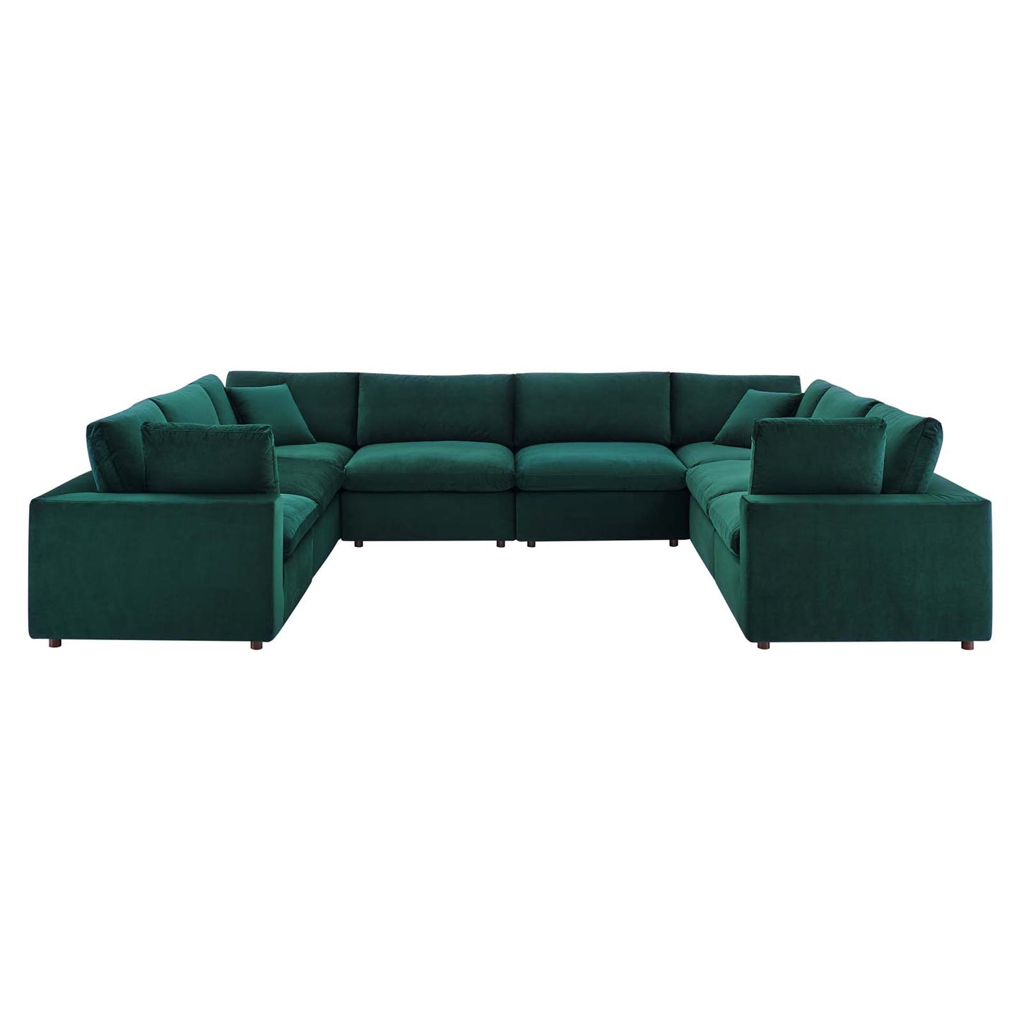 Commix Down Filled Overstuffed Performance Velvet 	8-Piece Sectional Sofa, Velvet, Green, 20631