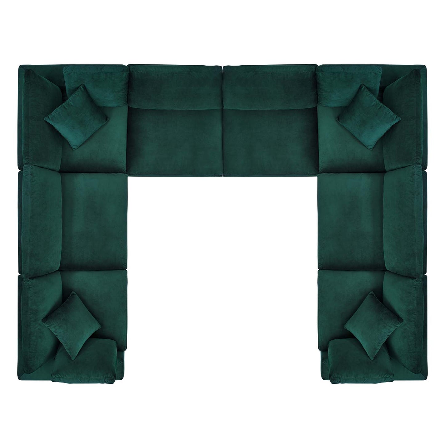 Commix Down Filled Overstuffed Performance Velvet 	8-Piece Sectional Sofa, Velvet, Green, 20631
