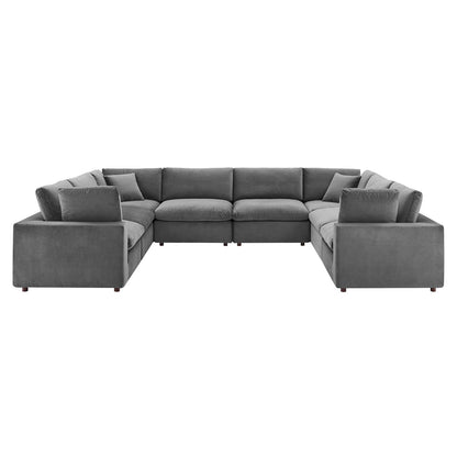 Commix Down Filled Overstuffed Performance Velvet 	8-Piece Sectional Sofa, Velvet, Grey Gray, 20632
