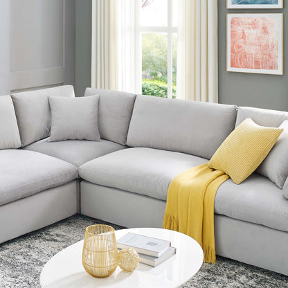 Commix Down Filled Overstuffed Performance Velvet 	8-Piece Sectional Sofa, Velvet, Light Grey Gray, 20633