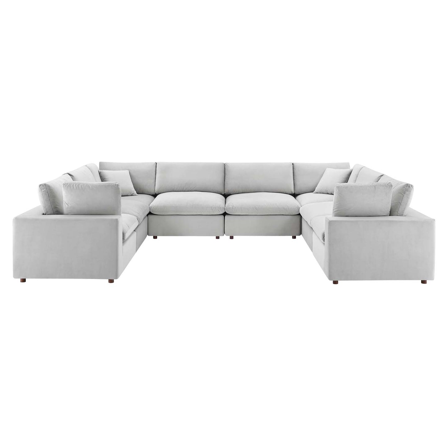 Commix Down Filled Overstuffed Performance Velvet 	8-Piece Sectional Sofa, Velvet, Light Grey Gray, 20633
