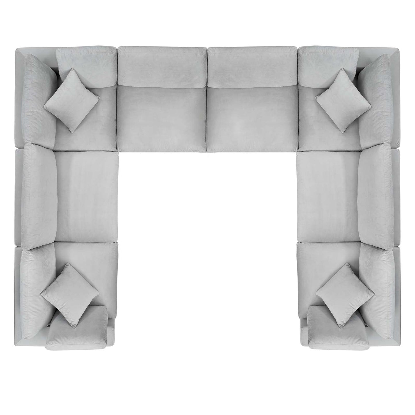 Commix Down Filled Overstuffed Performance Velvet 	8-Piece Sectional Sofa, Velvet, Light Grey Gray, 20633