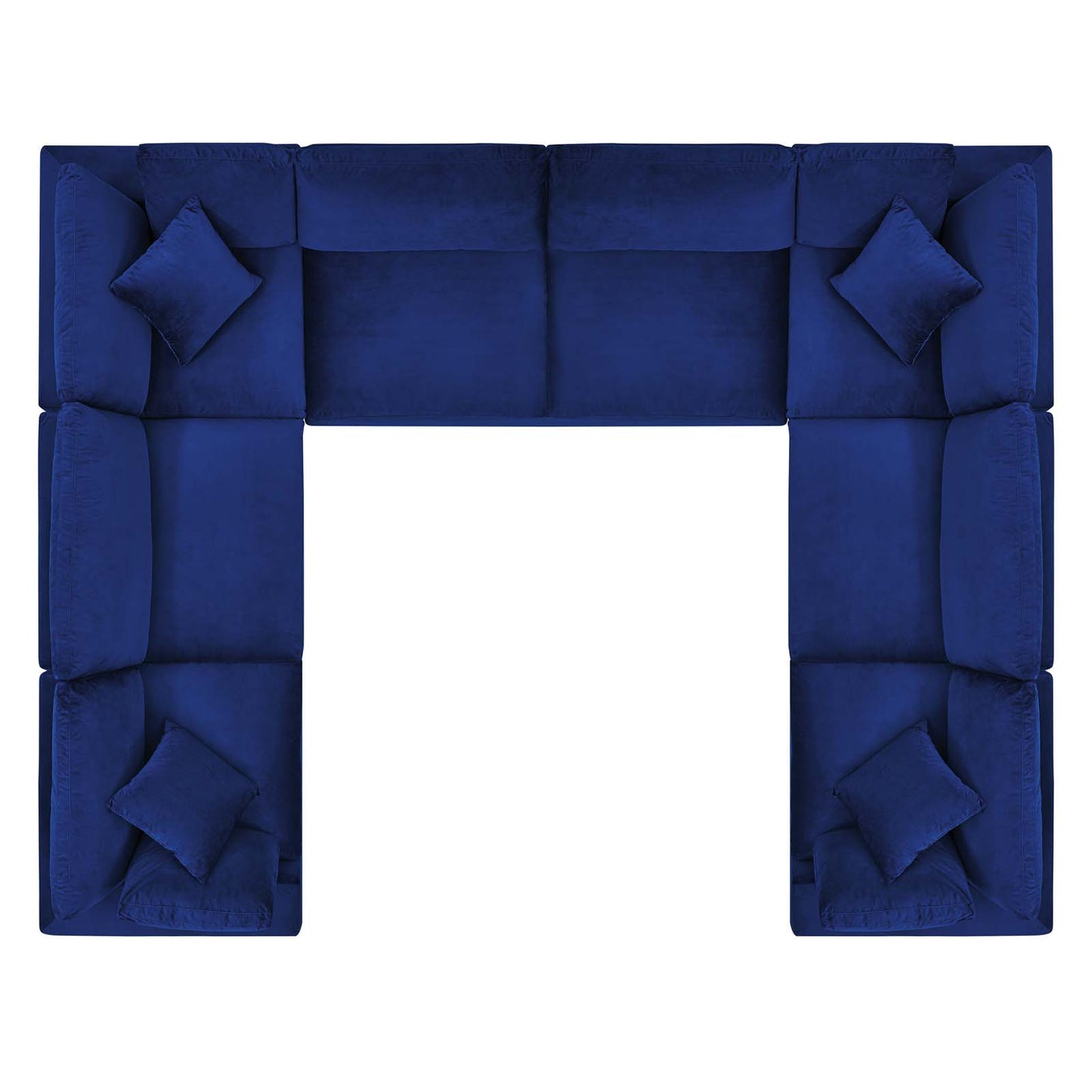 Commix Down Filled Overstuffed Performance Velvet 	8-Piece Sectional Sofa, Velvet, Blue Navy, 20634