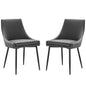 Viscount Vegan Leather Dining Chairs - Set of 2, Faux Vegan Leather, Black Grey Gray, 20636