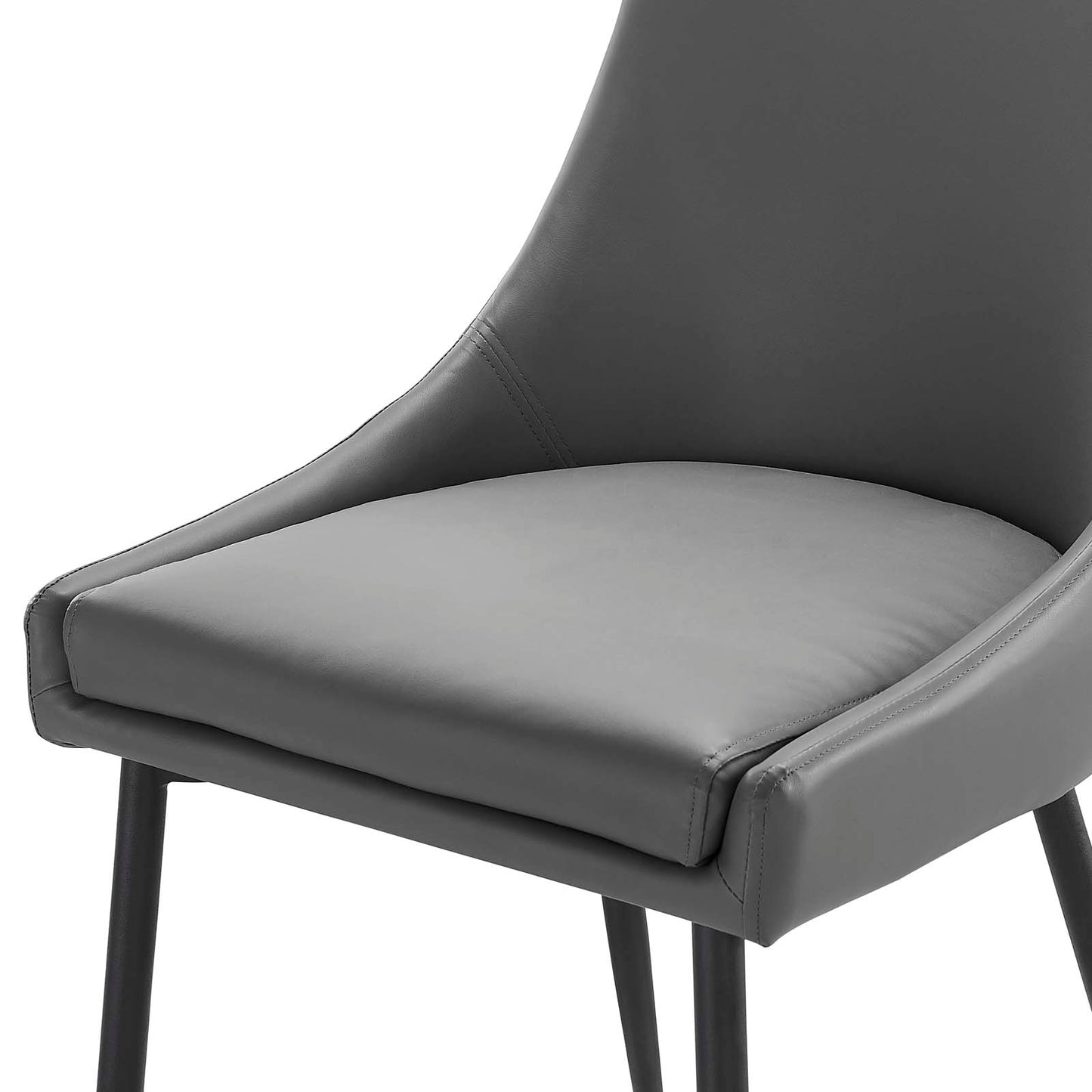 Viscount Vegan Leather Dining Chairs - Set of 2, Faux Vegan Leather, Black Grey Gray, 20636