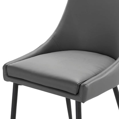 Viscount Vegan Leather Dining Chairs - Set of 2, Faux Vegan Leather, Black Grey Gray, 20636