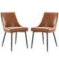 Viscount Vegan Leather Dining Chairs - Set of 2, Faux Vegan Leather, Black Tan, 20637