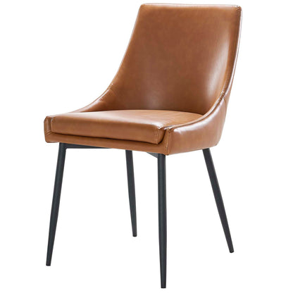 Viscount Vegan Leather Dining Chairs - Set of 2, Faux Vegan Leather, Black Tan, 20637