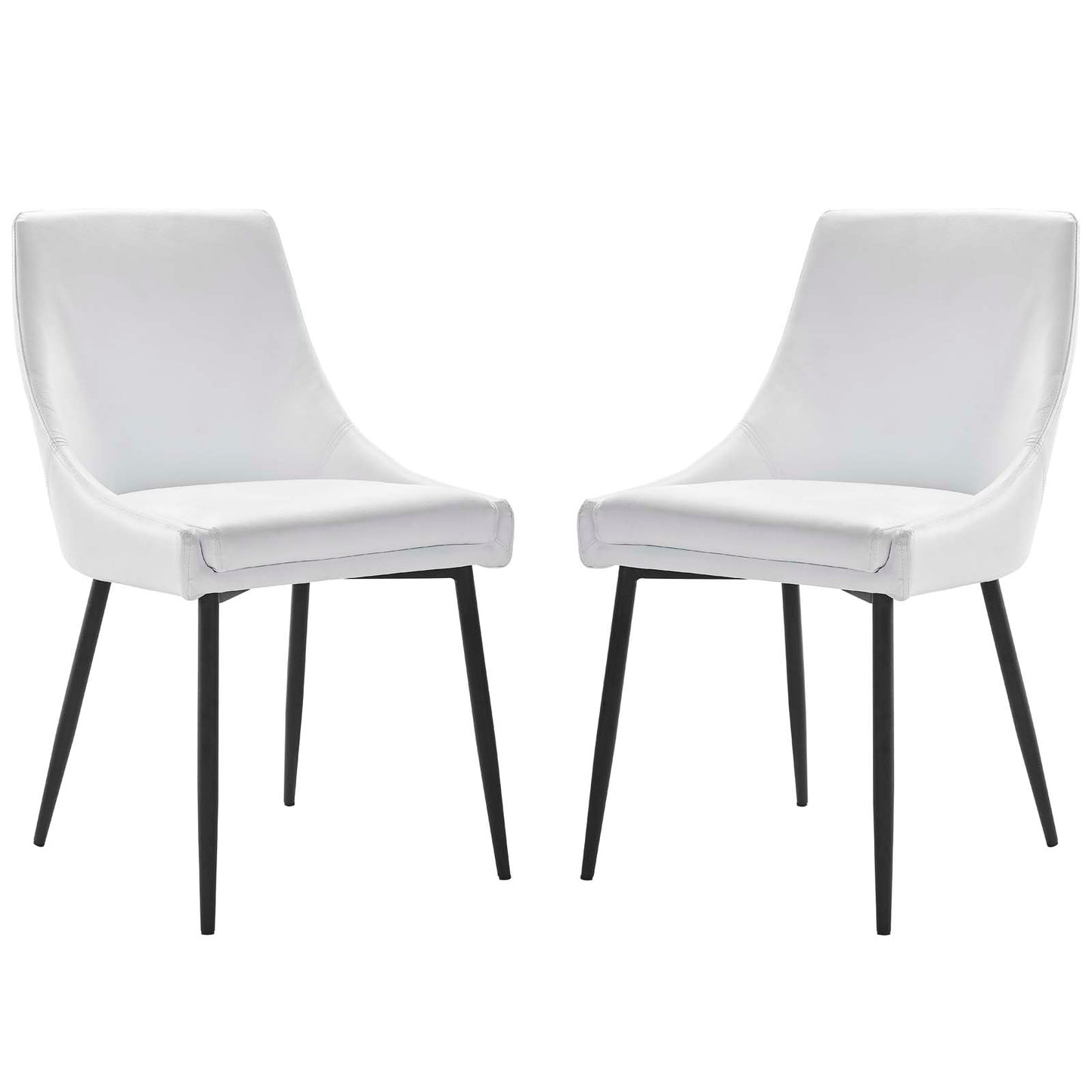 Viscount Vegan Leather Dining Chairs - Set of 2, Faux Vegan Leather, Black White, 20638
