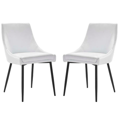 Viscount Vegan Leather Dining Chairs - Set of 2, Faux Vegan Leather, Black White, 20638