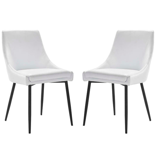 Viscount Vegan Leather Dining Chairs - Set of 2, Faux Vegan Leather, Black White, 20638