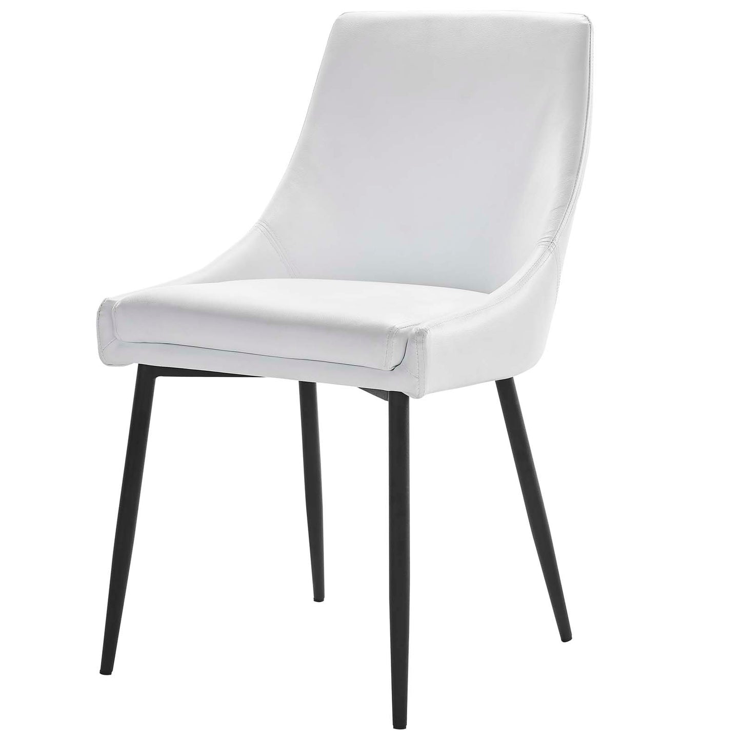 Viscount Vegan Leather Dining Chairs - Set of 2, Faux Vegan Leather, Black White, 20638
