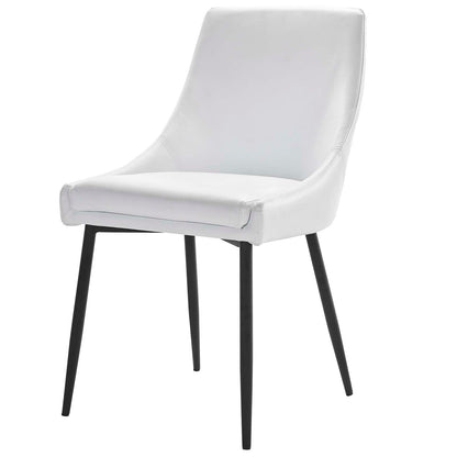 Viscount Vegan Leather Dining Chairs - Set of 2, Faux Vegan Leather, Black White, 20638