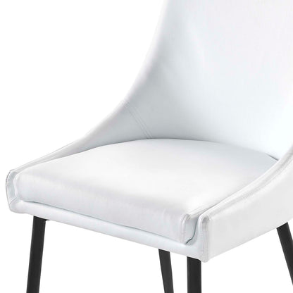 Viscount Vegan Leather Dining Chairs - Set of 2, Faux Vegan Leather, Black White, 20638