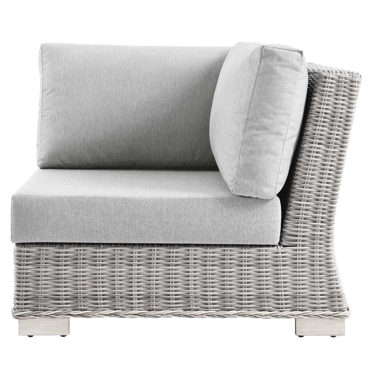 Conway Outdoor Patio Wicker Rattan Corner Chair, Rattan, Wicker, Grey Gray, 23328