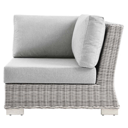 Conway Outdoor Patio Wicker Rattan Corner Chair, Rattan, Wicker, Grey Gray, 23328