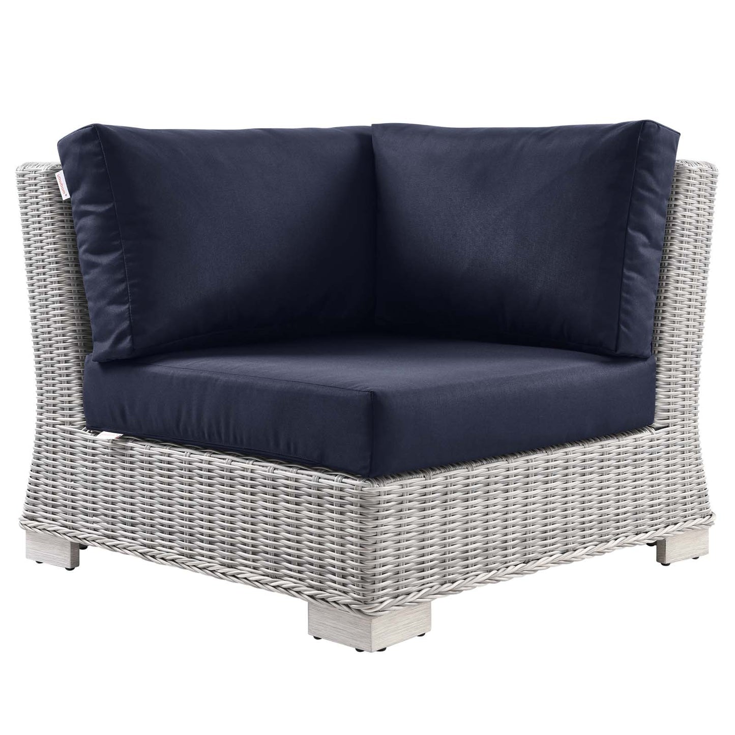 Conway Outdoor Patio Wicker Rattan Corner Chair, Rattan, Wicker, Light Grey Gray Blue Navy, 23330