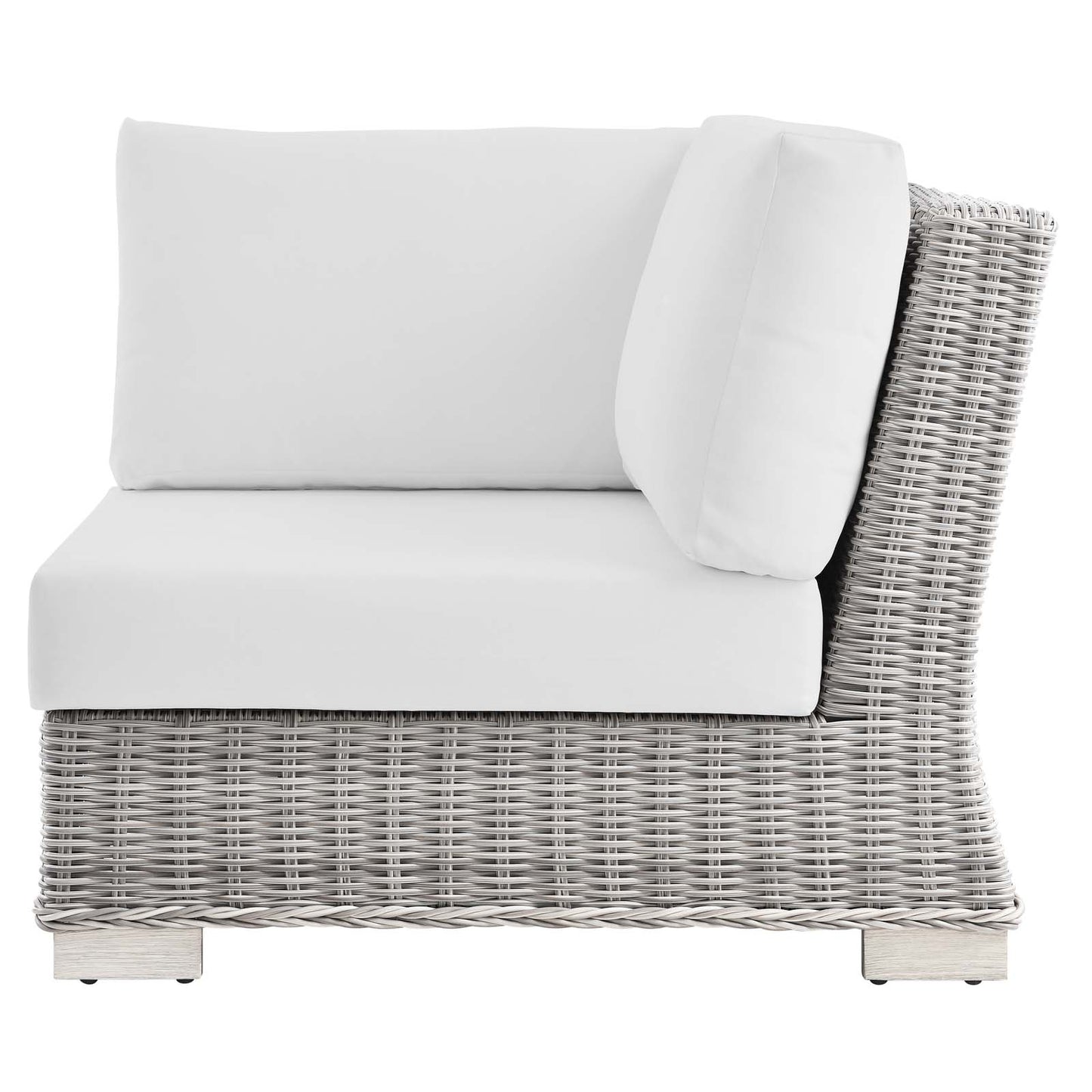 Conway Outdoor Patio Wicker Rattan Corner Chair, Rattan, Wicker, Light Grey Gray White, 23331