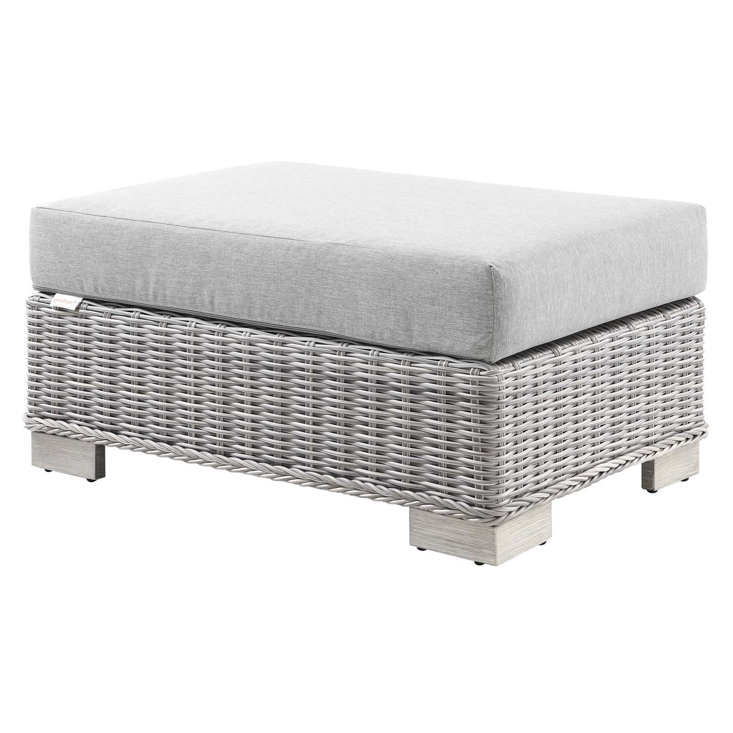 Conway Outdoor Patio Wicker Rattan Ottoman, Rattan, Wicker, Grey Gray, 23332