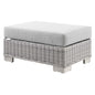 Conway Outdoor Patio Wicker Rattan Ottoman, Rattan, Wicker, Grey Gray, 23332