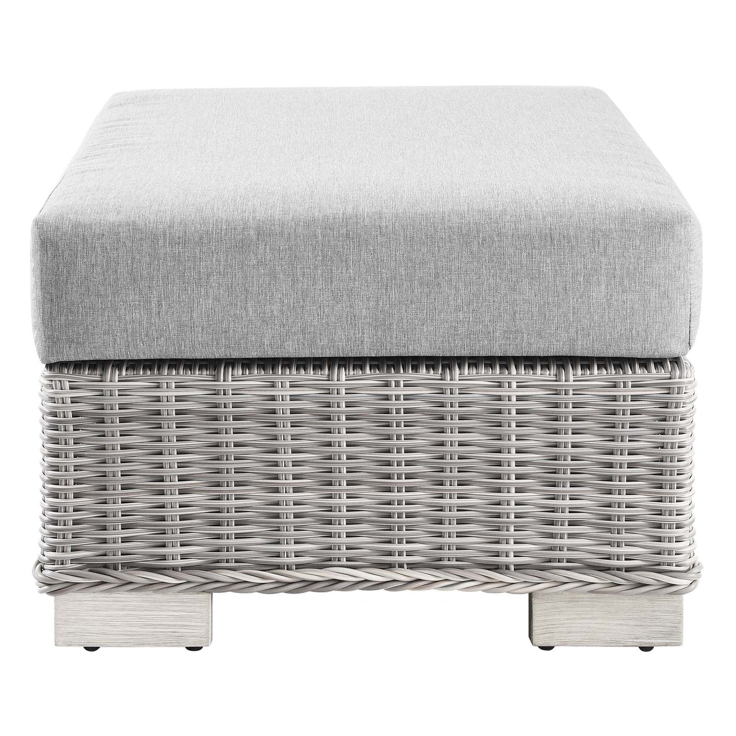Conway Outdoor Patio Wicker Rattan Ottoman, Rattan, Wicker, Grey Gray, 23332