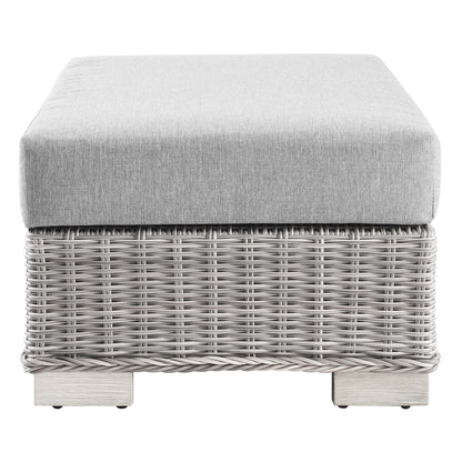 Conway Outdoor Patio Wicker Rattan Ottoman, Rattan, Wicker, Grey Gray, 23332